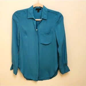 Jcrew New without tag lake blue 100% silk shirt size 0p
